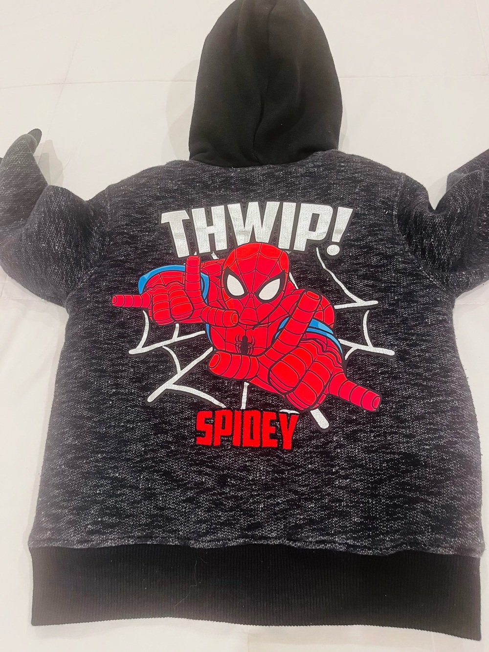 Kids Marvel Spiderman Full Zip Up Hoodie size 4 Warm Quilted Inside